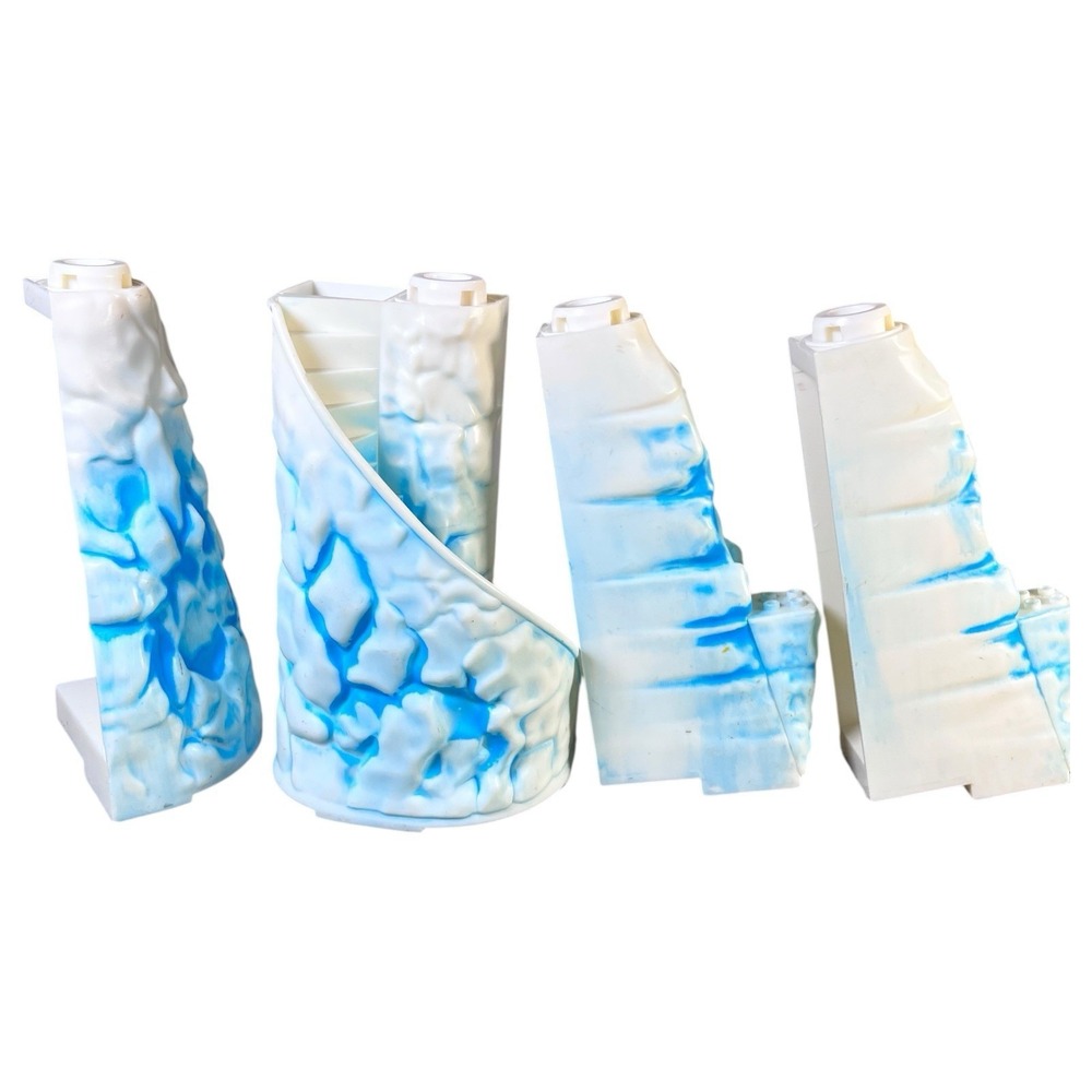 Mega Bloks Ice Mountain Castle Pieces Spiral Staircase Blue White 4pc Lot